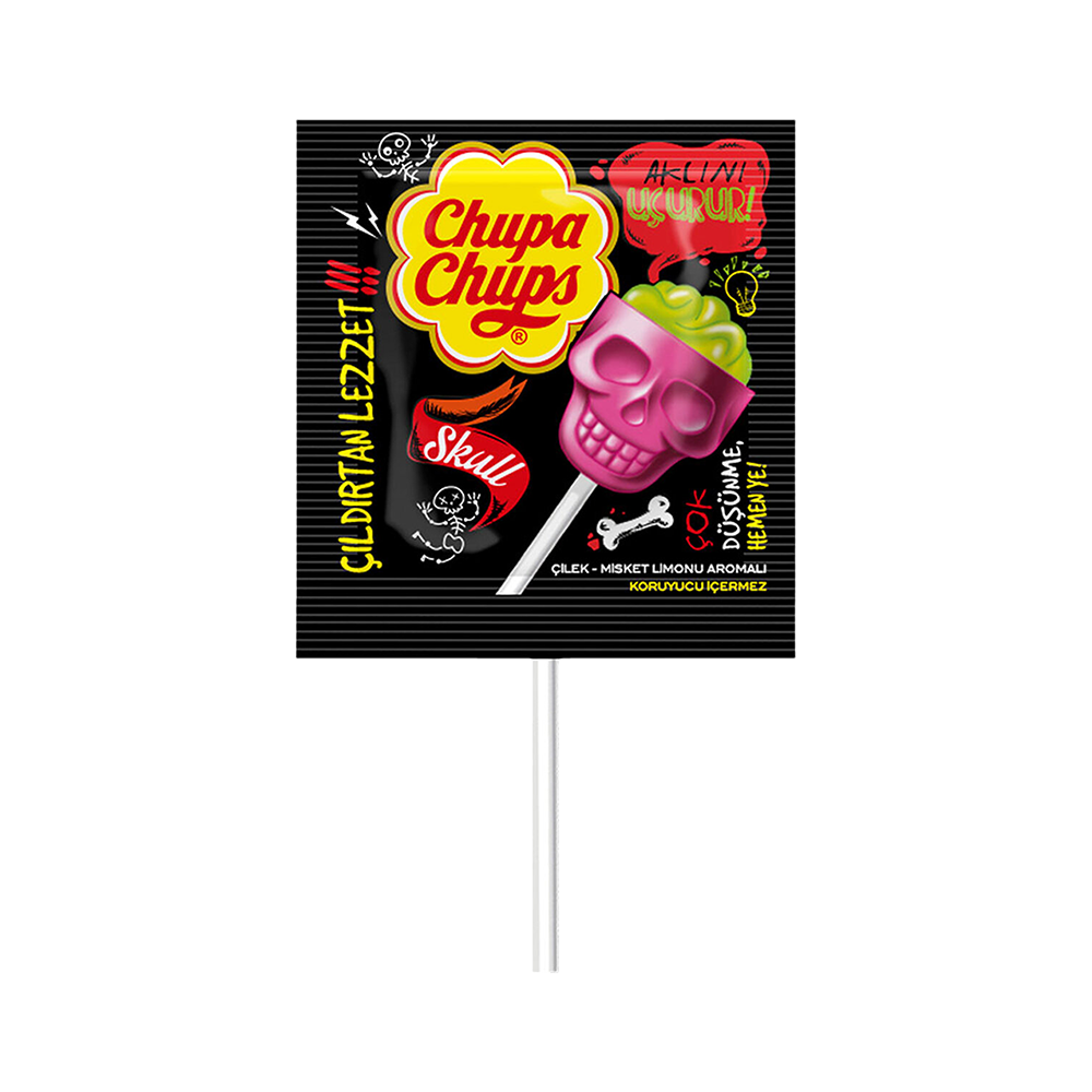Chupa Chups Skull Lolipop Çilek Misket Limonu Aromalı (15 g)