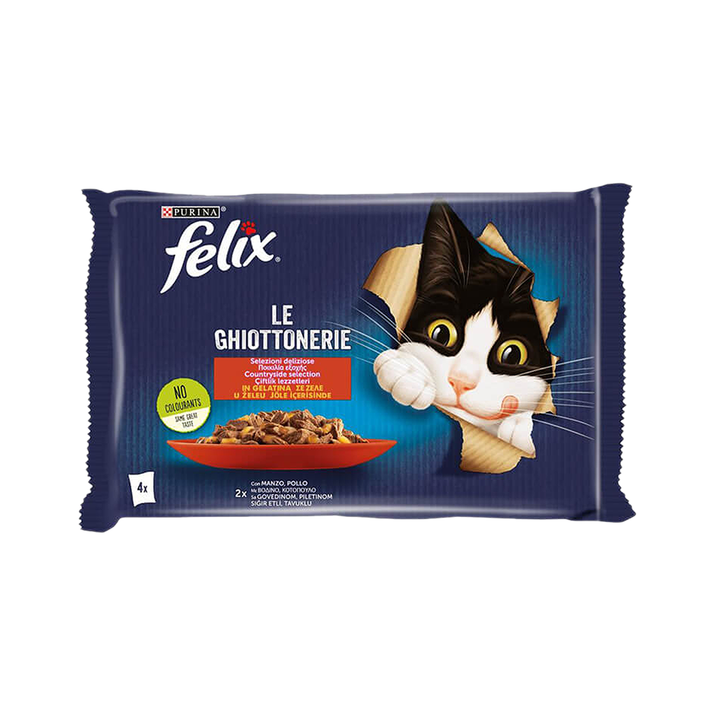 Purina Felix Sığır Etli ve Tavuk Etli Yetişkin Kedi Pouch Yaş Mama (4 x 85 g)