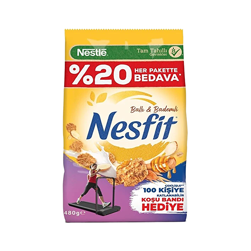 Nestlé Nesfit Ballı Bademli Vitaminli ve Mineralli Tam Tahıl ve Pirinç Gevreği (400 g)