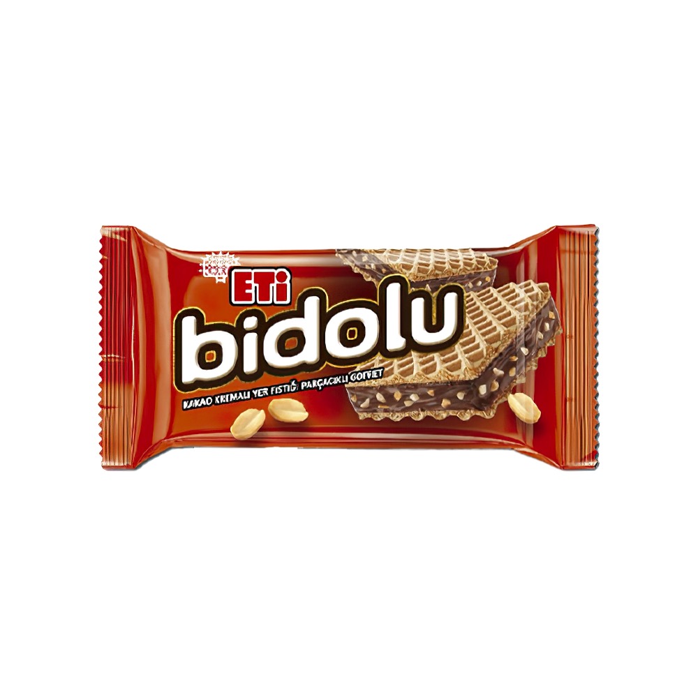 Eti Bidolu Kakao Kremalı Yer Fıstık Parçacıklı Gofret (36 g)
