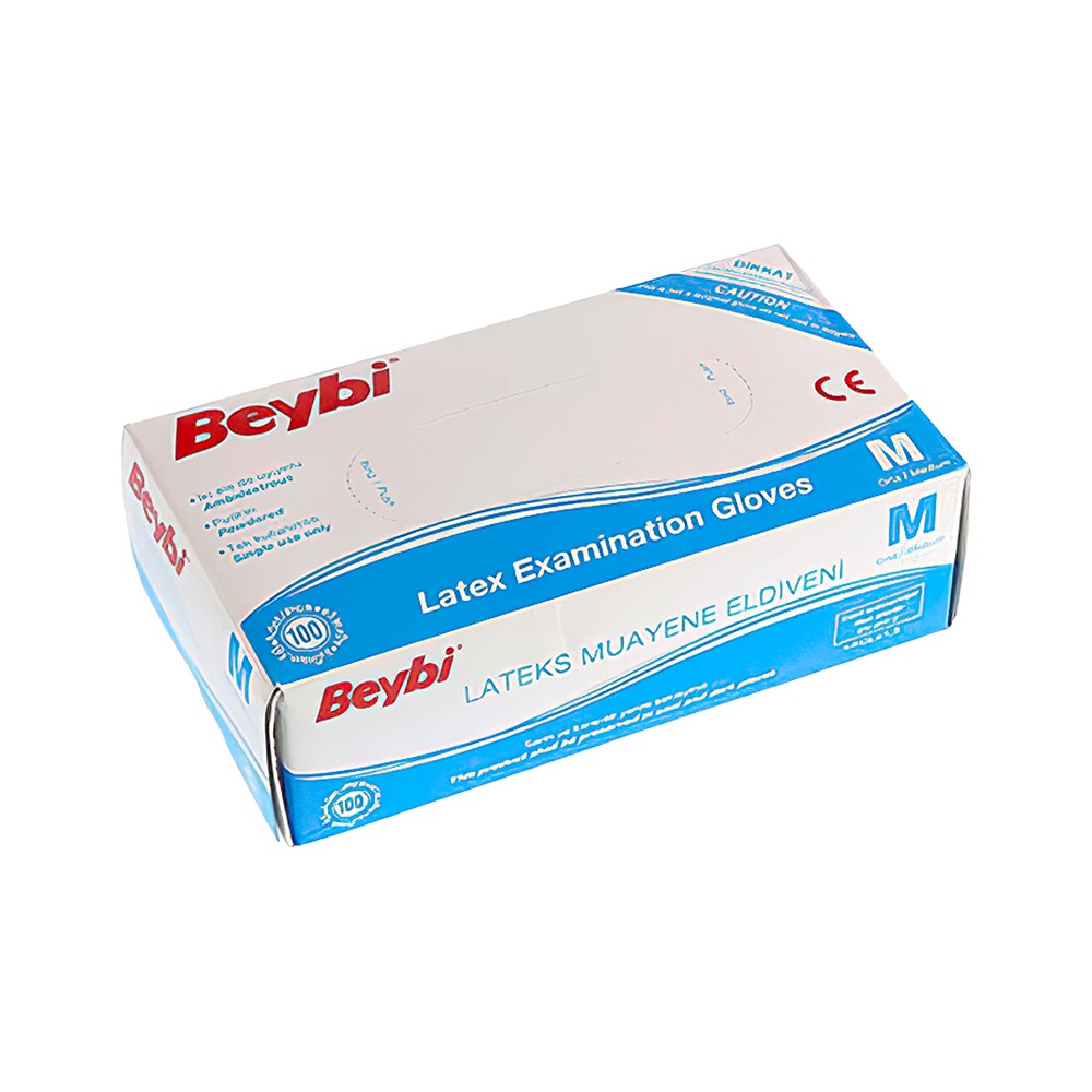Beybi Pudralı M Boy Lateks Muayene Eldiveni (100'lü)