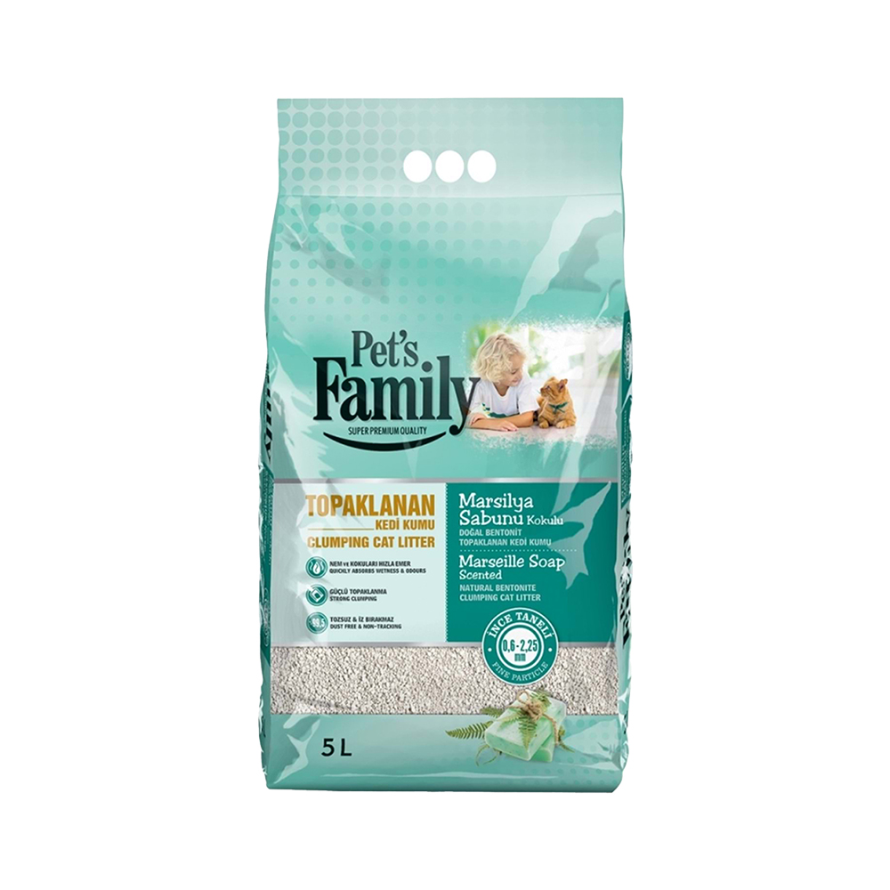 Pet's Family İnce Kedi Kumu Marsilya Sabunlu (5 L)