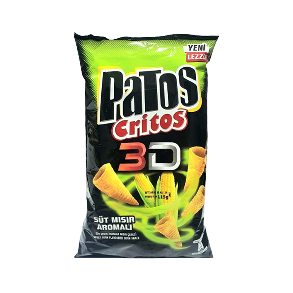 Patos Critos 3D Süt Mısır Aromalı Cipsi (115 g)