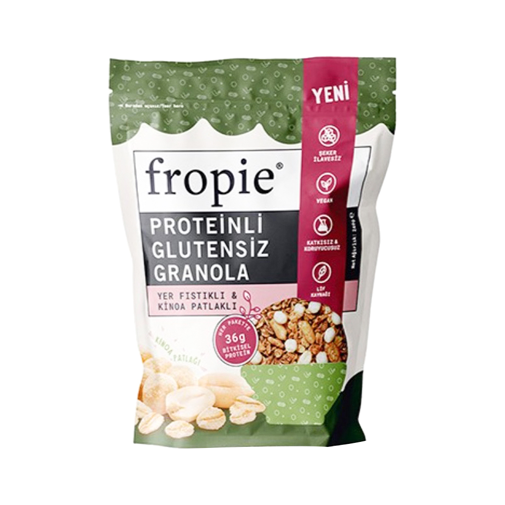 Fropie Proteinli, Yer Fıstıklı & Kinoa Patlaklı Glutensiz Granola (240 g)