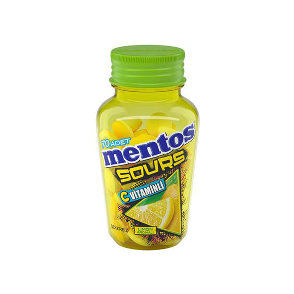 Mentos Sours Limon Aromalı Şekersiz Tablet Şekerleme (49 g)
