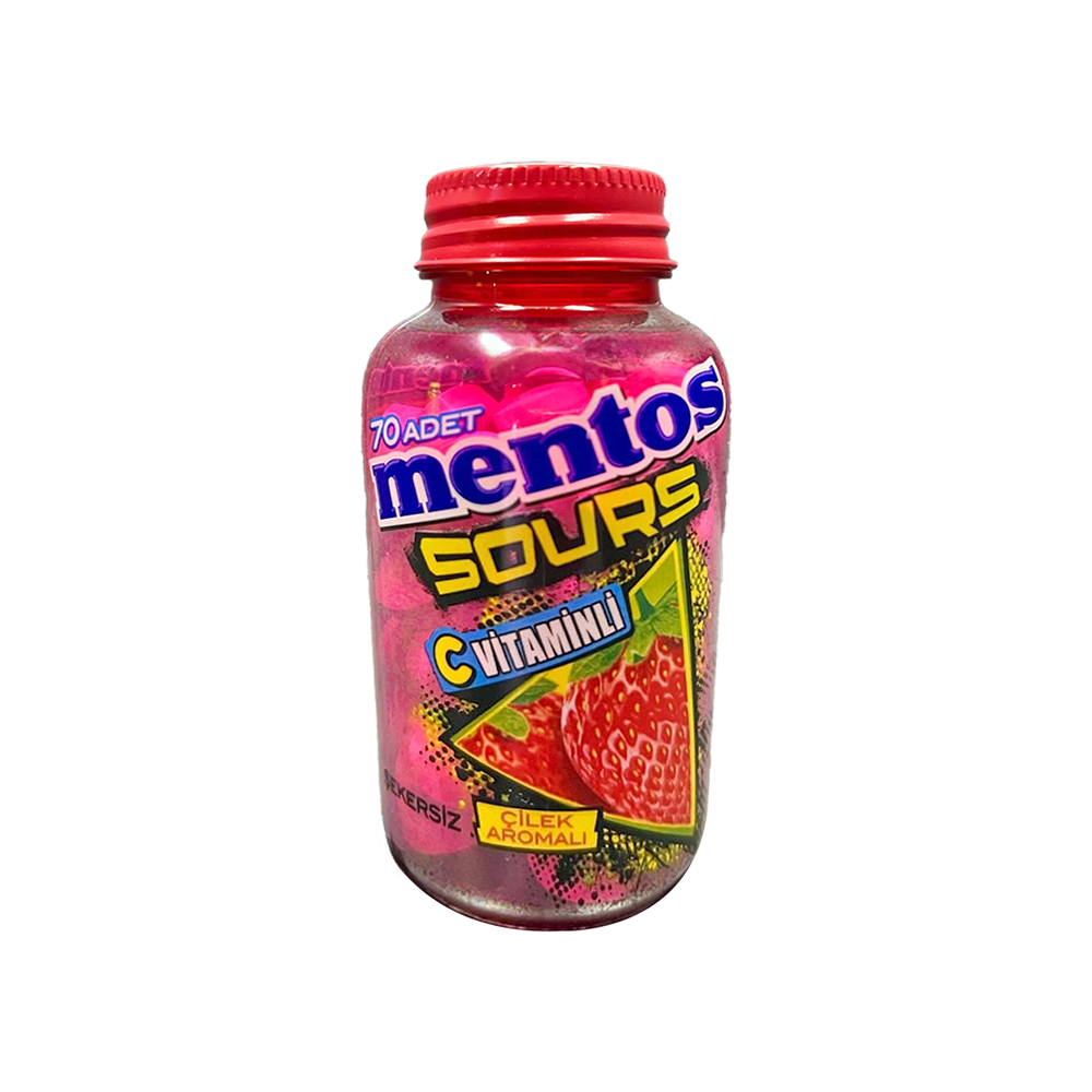 Mentos Sours Çilek Aromalı Şekersiz Tablet Şekerleme (49 g)