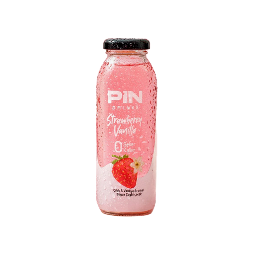Pin Drinks Çilek ve Vanilya Aromalı Beyaz Çaylı İçecek (250 ml)
