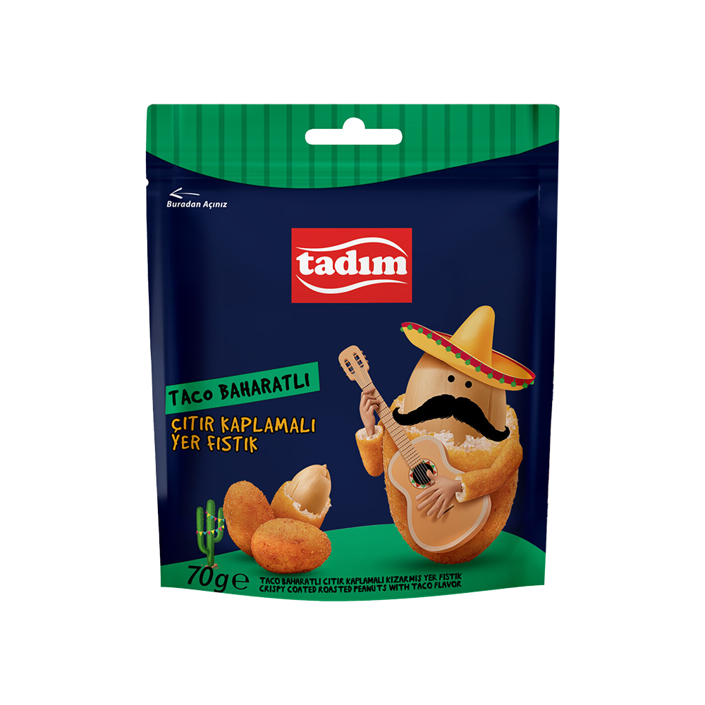 Tadım Taco Baharatlı Çıtır Kaplamalı Yer Fıstığı (70 g)
