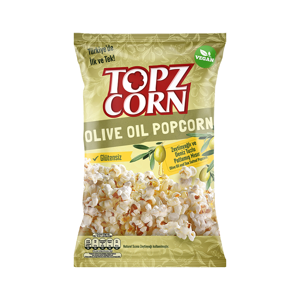 Topzcorn Zeytinyağlı ve Deniz Tuzlu Glütensiz Popcorn (110 g)