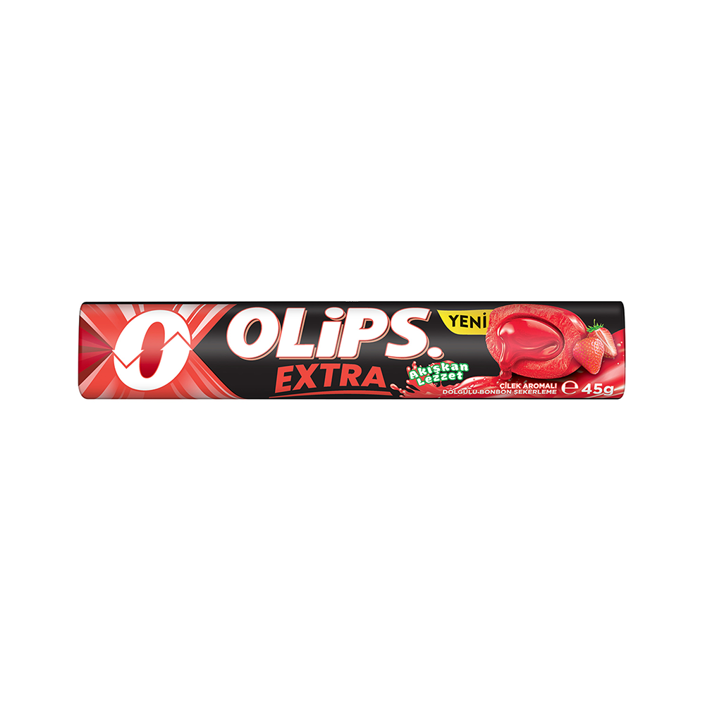 Olips Extra Çilek Aromalı Dolgulu Bonbon Şekerleme (45 g)