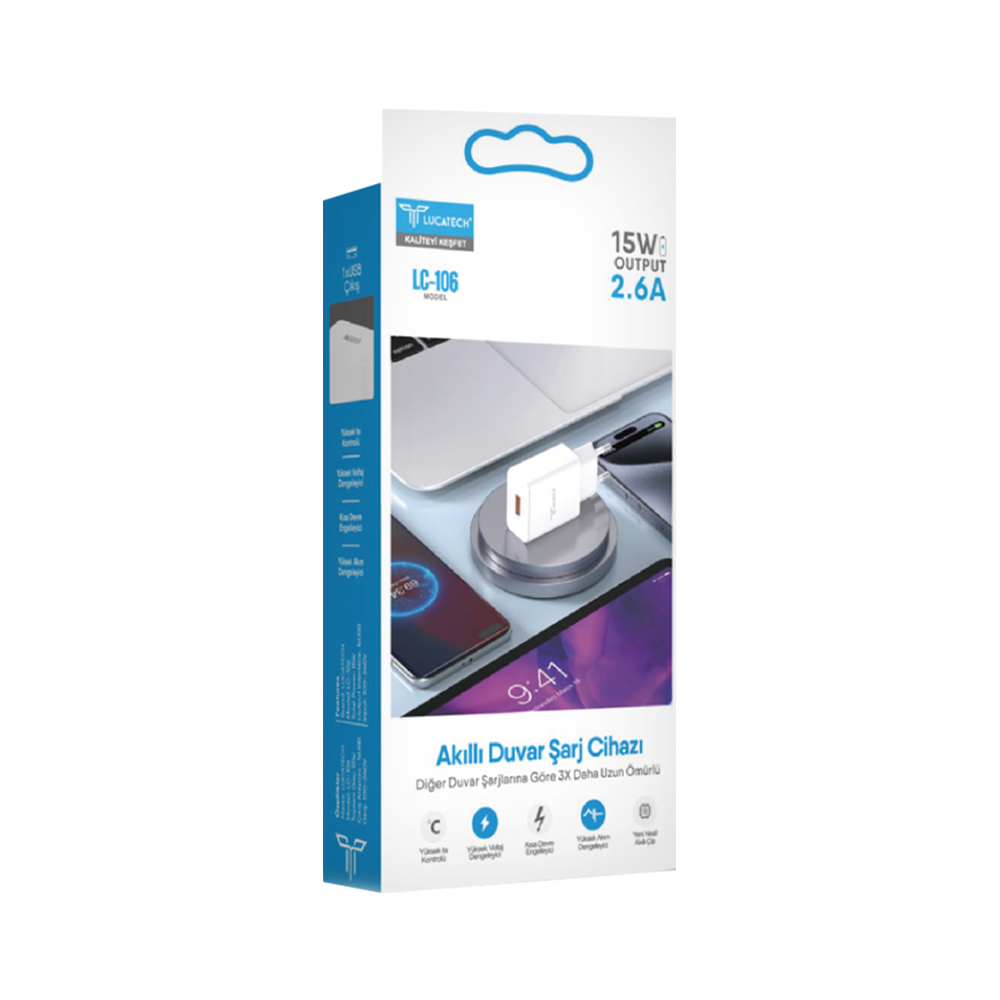 UsmarTech Akıllı Duvar Usb 2.6A Şarj Cihazı LC-106